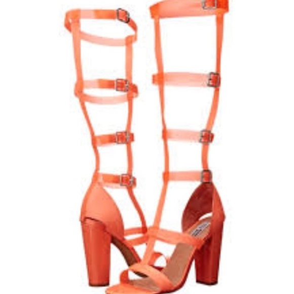 NEW Steve Madden orange neon knee high JELLY gladiator sandal 10 - Picture 4 of 17